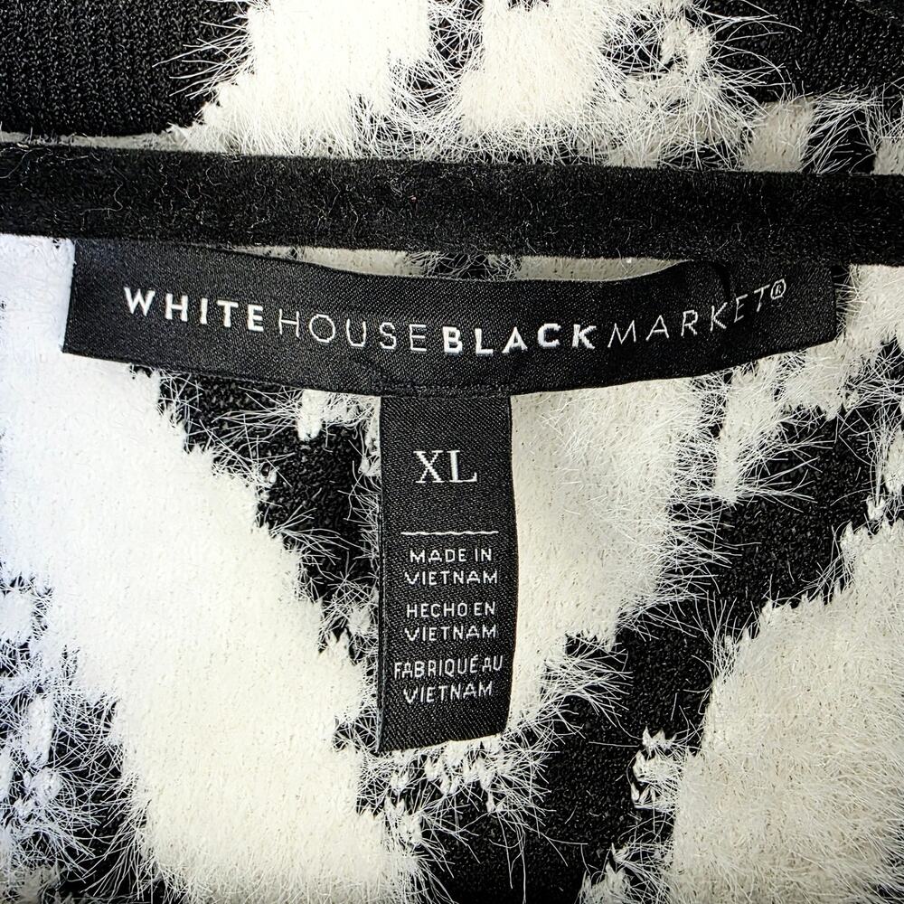 White House Black Market Iris Sweater Coat XL Black White Belted Heavy Luxury - Picture 10 of 16